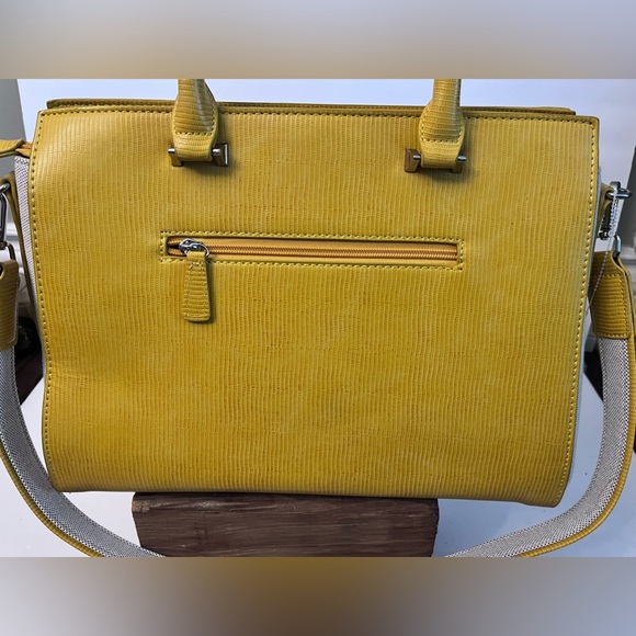 Ted Lapidus Buttery Yellow Leather and Cloth Handbag - Picture 6 of 11